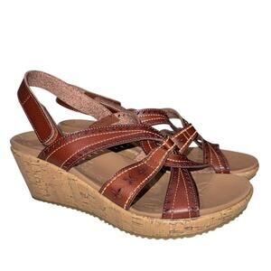 Sketchers Cali Slingback boho Vegan Wedge Luxe foam chocolate brown  Women 8 NEW